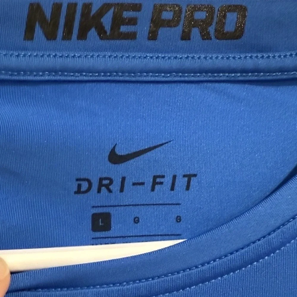 Nike Pro Dri Fit Men's Blue T Shirt Athletic Performance Tee Size L‎ Activewear